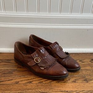 Brown Leather Kiltie Tassel Loafers